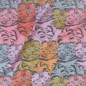 پارچه تریکو یکرو طرح گربه های رنگی