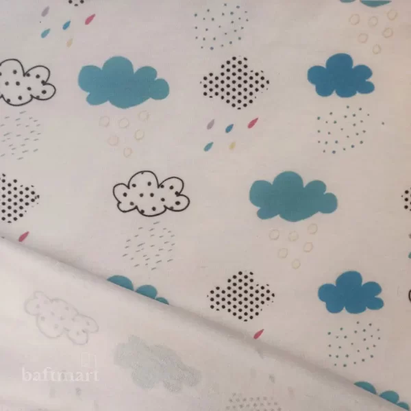 پارچه تریکو دورو پنبه ترکیبی طرح ابر و بارون