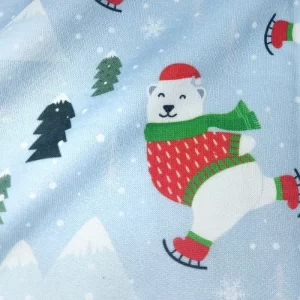 دورس کریسمسی طرح خرس سفید زمینه آبی روشن