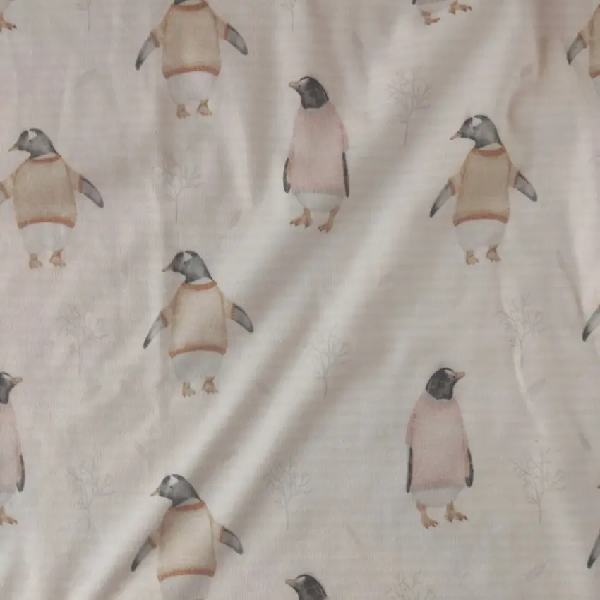 پارچه تریکو طرح پنگوئن آبرنگی کد 4041049