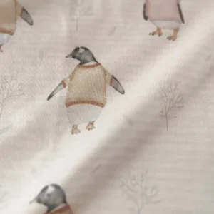 پارچه تریکو طرح پنگوئن آبرنگی کد ۴۰۴۱۰۴۹