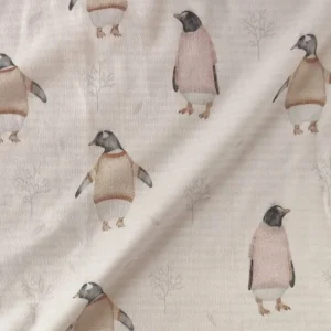 پارچه تریکو طرح پنگوئن آبرنگی کد ۴۰۴۱۰۴۹