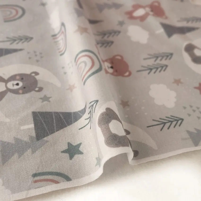 پارچه تریکو طرح خرس فانتزی و رنگین کمان کد 4041047