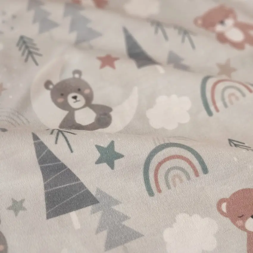 پارچه تریکو طرح خرس فانتزی و رنگین کمان کد 4041047