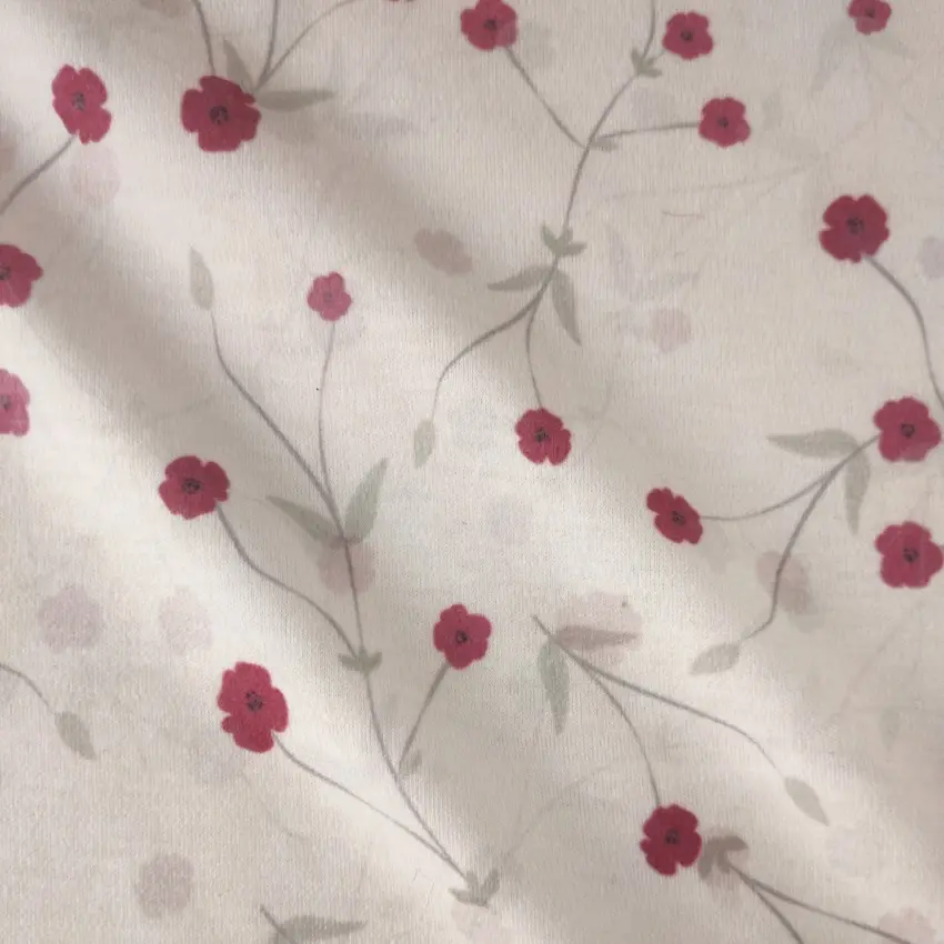 پارچه تریکو گلدار با گل های ریز صورتی کد 4041046