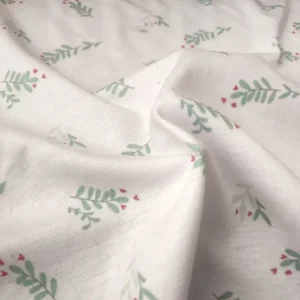 پارچه تریکو طرح برگ سبز کد ۴۰۴۱۰۵۰