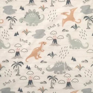 پارچه تریکو طرح راه راه با دایناسور فانتزی کد ۴۰۴۱۰۵۴