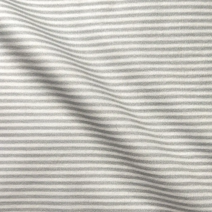 پارچه تریکو طرح راه راه ریز طوسی روشن